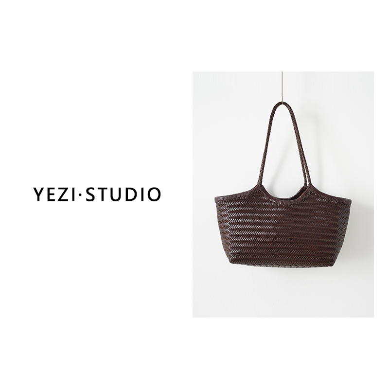 【周末限定】進口意大利牛皮弯口大号纯手工编织单肩手拎包25246016