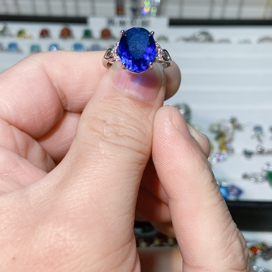 绿水晶戒指银S925镶嵌