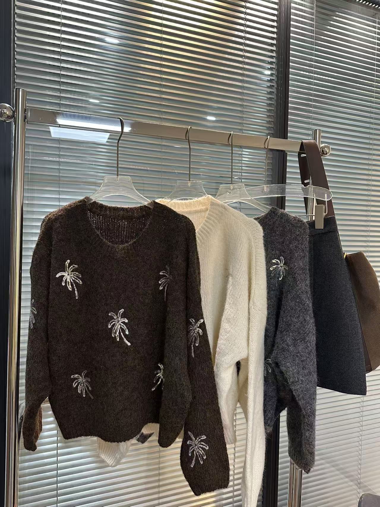 【AXIN定制】年货精品重工亮片刺绣毛衣  825919