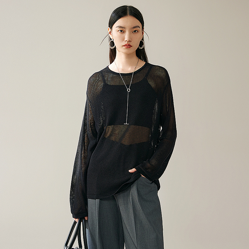 【粉丝专享】MOFAN摩凡秋新款暗夜黑毛针织衫MDZ471646