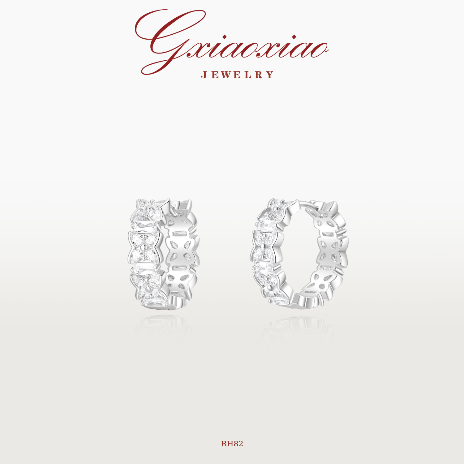 G XIAOXIAO 镀K金 时尚气质精致百搭四叶花瓣耳环 RH82