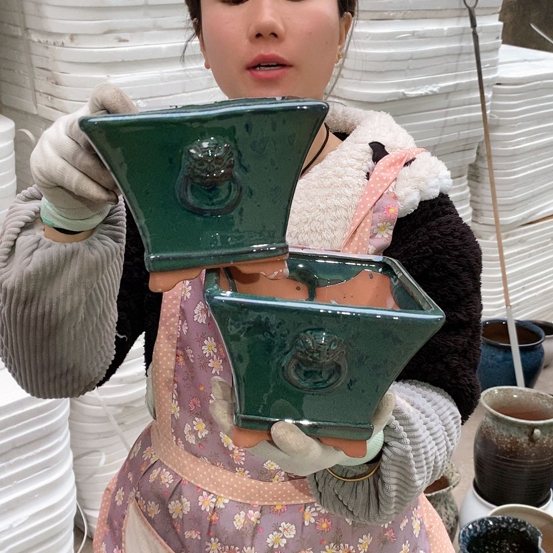 紫砂花盆瑕疵口17高13