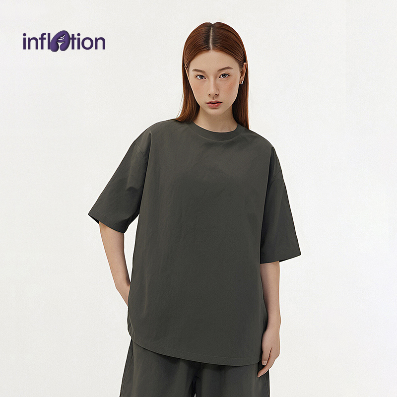 膨胀潮牌吸湿排汗梭织T恤春夏新品舒适宽松休闲男女短袖3183S24