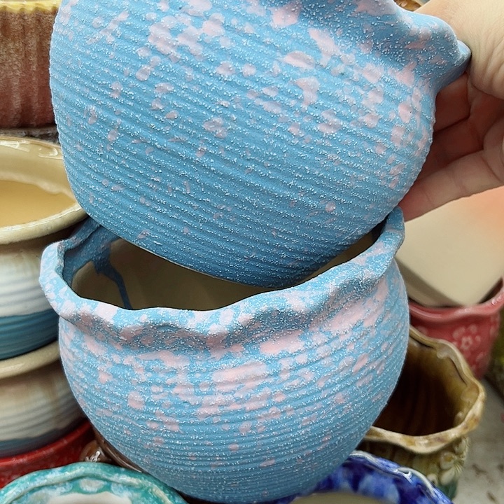 多肉绿植陶瓷花盆9.9包邮，有孔