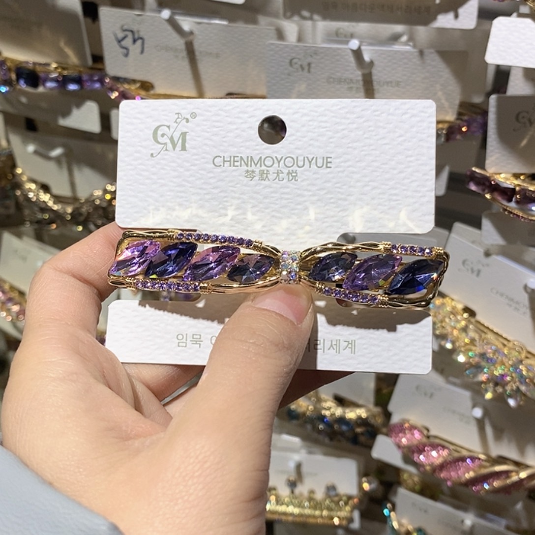 仿水晶合金蝴蝶结弹簧夹