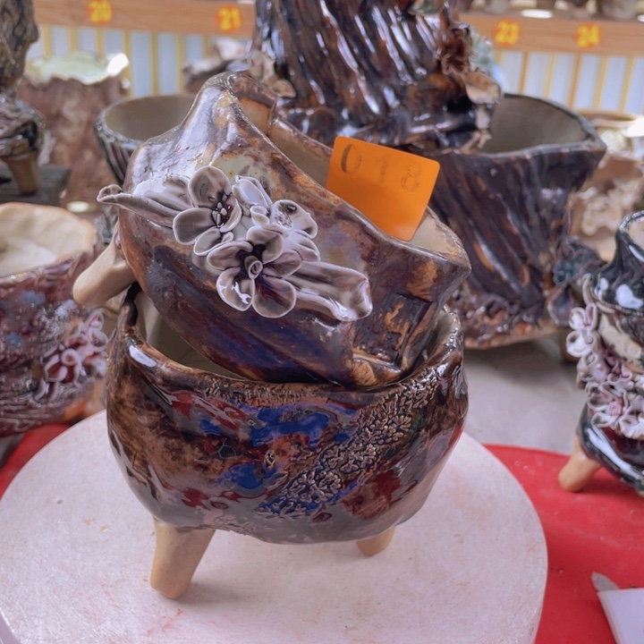 紫砂花盆景德镇陶瓷018次品