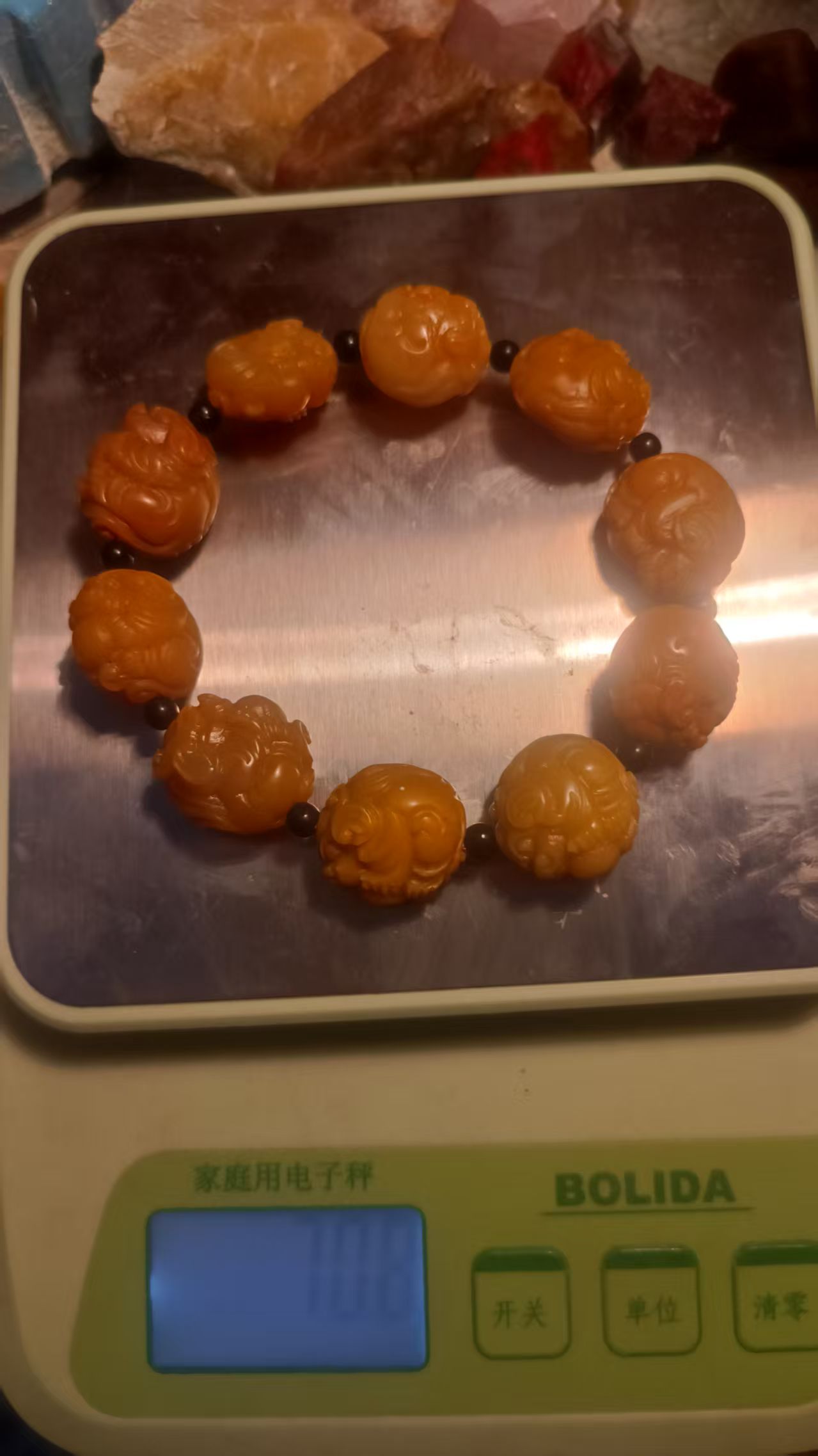 昌化田黄狮子抢球手串