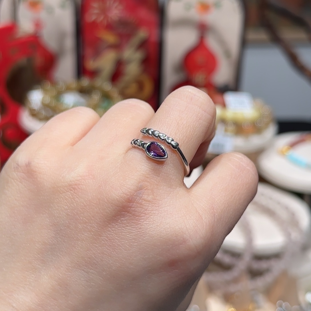 水晶戒指银S925镶嵌戒指