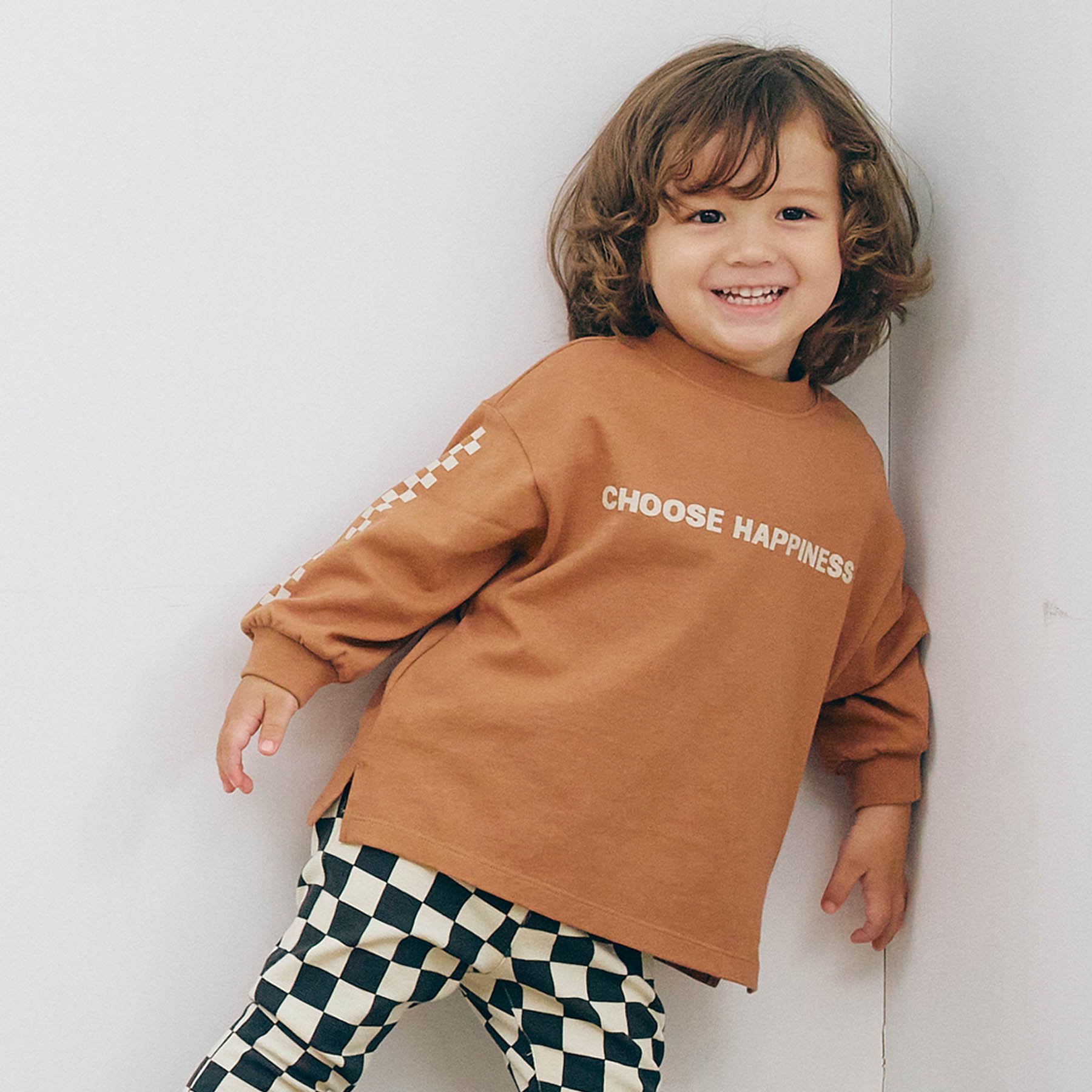 BREEZEsquare专柜同款|儿童袖子字母棋盘格百搭纯棉卫衣P406015