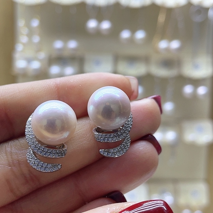 淡水珍珠耳饰银S925镶嵌