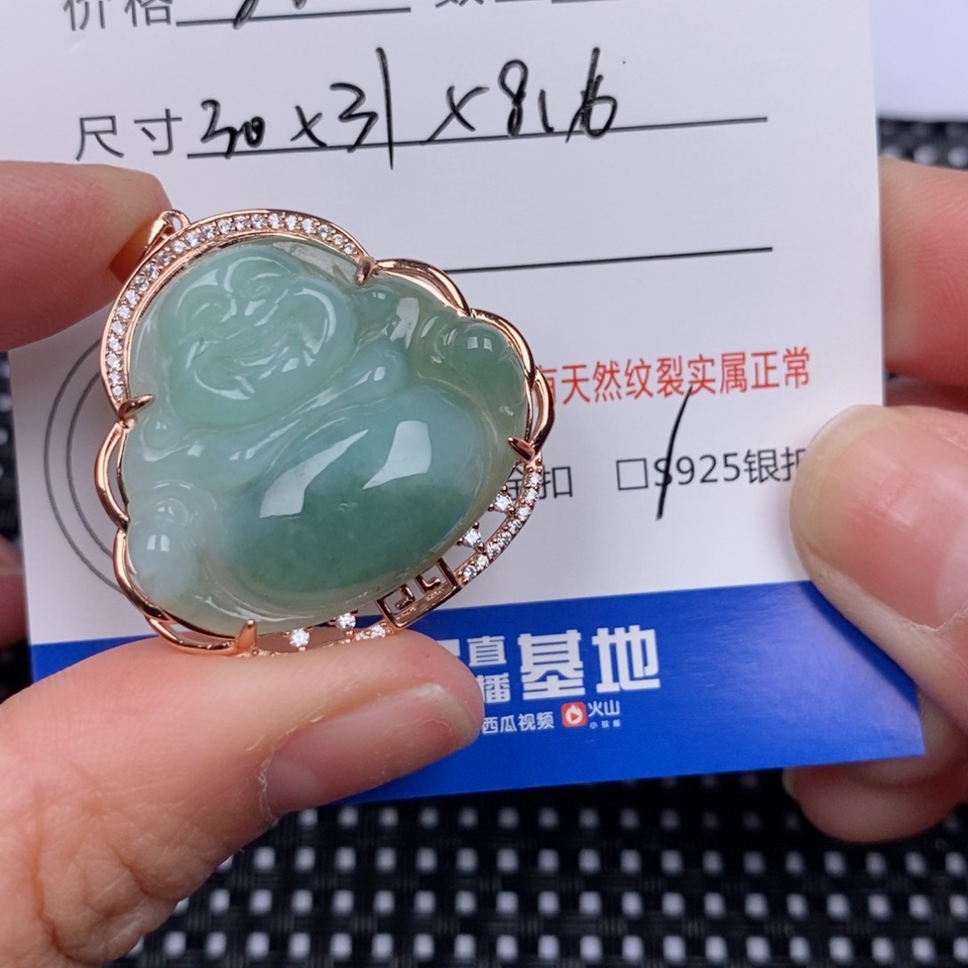 翡翠颈饰银S925镶嵌吞*兽