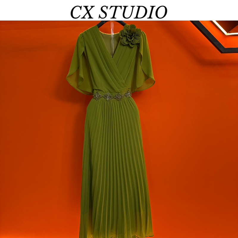 QC编码02 经典收腰轻奢时尚春夏季连衣裙（定制女装）TG609