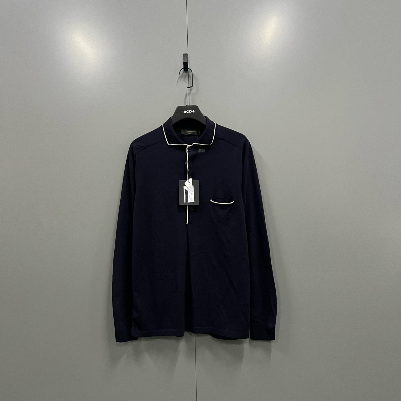 未使用 ZEGNA (ll) 杰尼亚 藏青色针织polo长袖 50码/007338