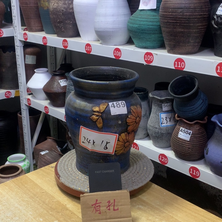 【闪购商品】红陶粗糙盆有孔高24口16微瑕