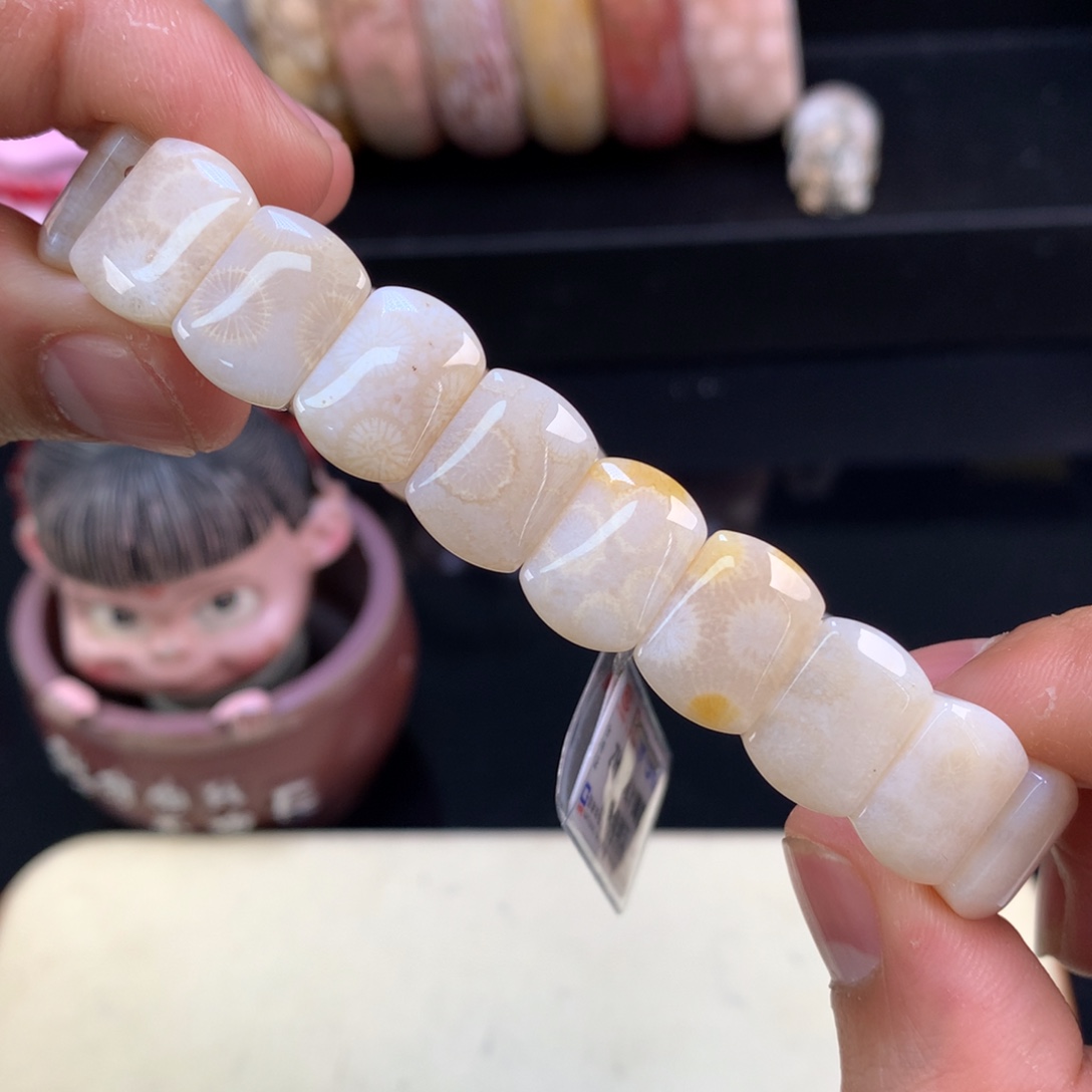 硅化珊瑚（珊瑚玉）未镶嵌颈饰38号白冰花花mini版型