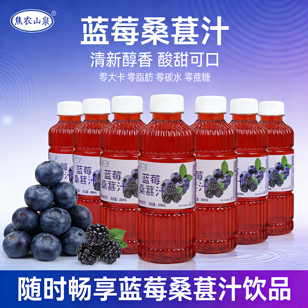 焦农山泉蓝莓桑葚汁300ML*24瓶