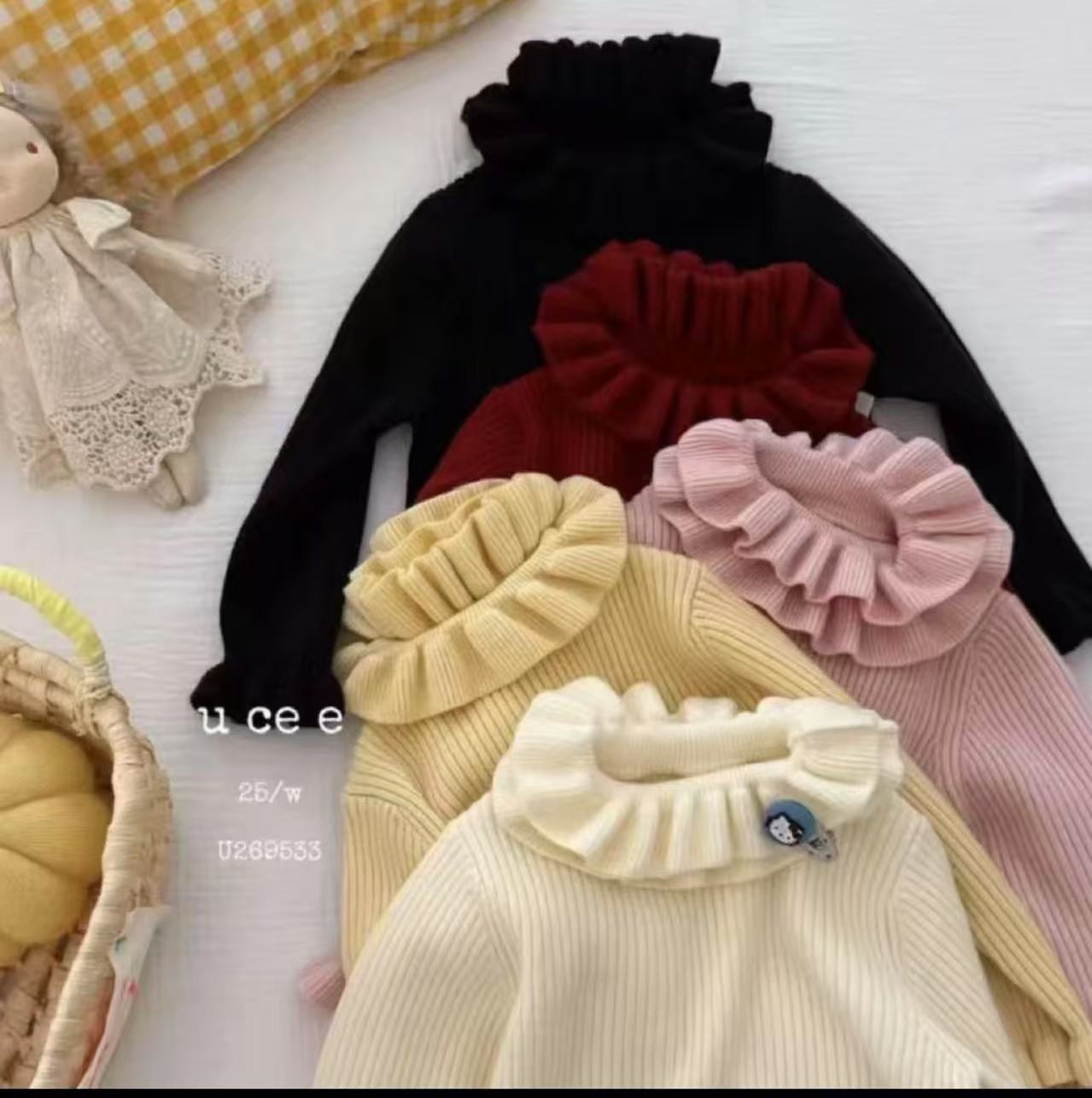 【谷谷家】四色竖条针织打底（带发夹）