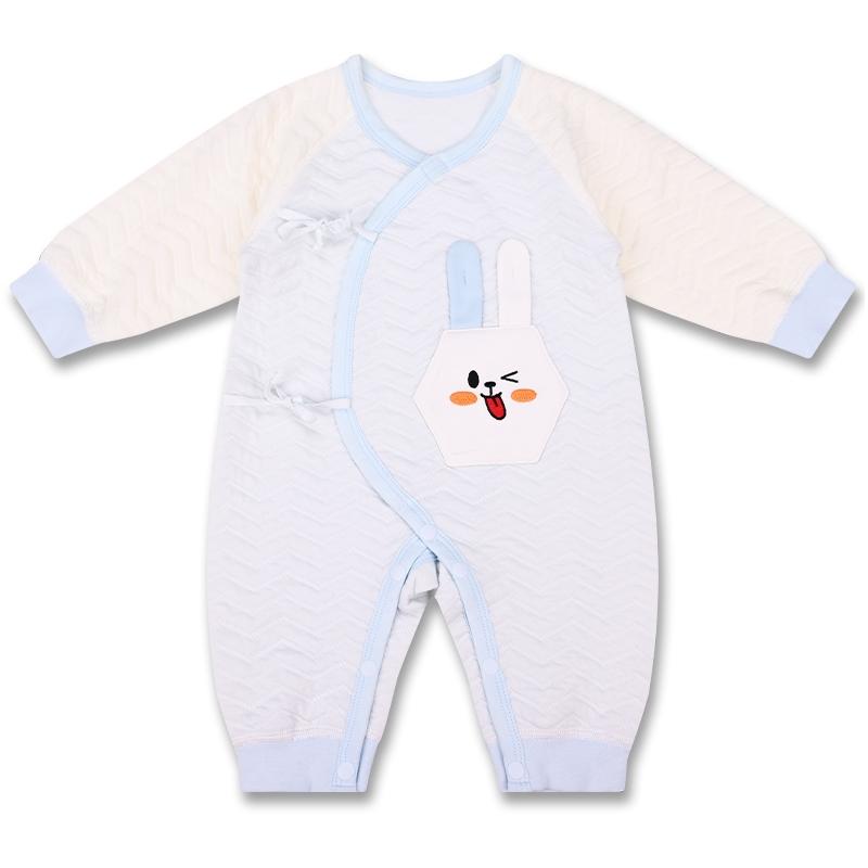 【棉花树】25款0-2岁秋冬婴幼新生儿保暖亲肤夹丝绑带哈衣