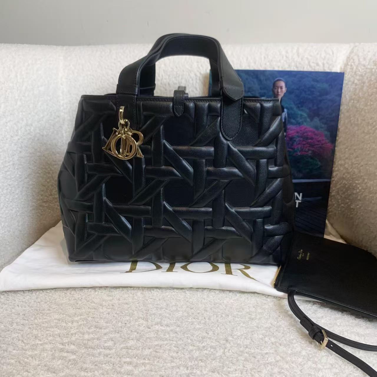 99新 DIOR/迪奥 壹臻/黑金浮雕格纹toujou rs中号 92906177