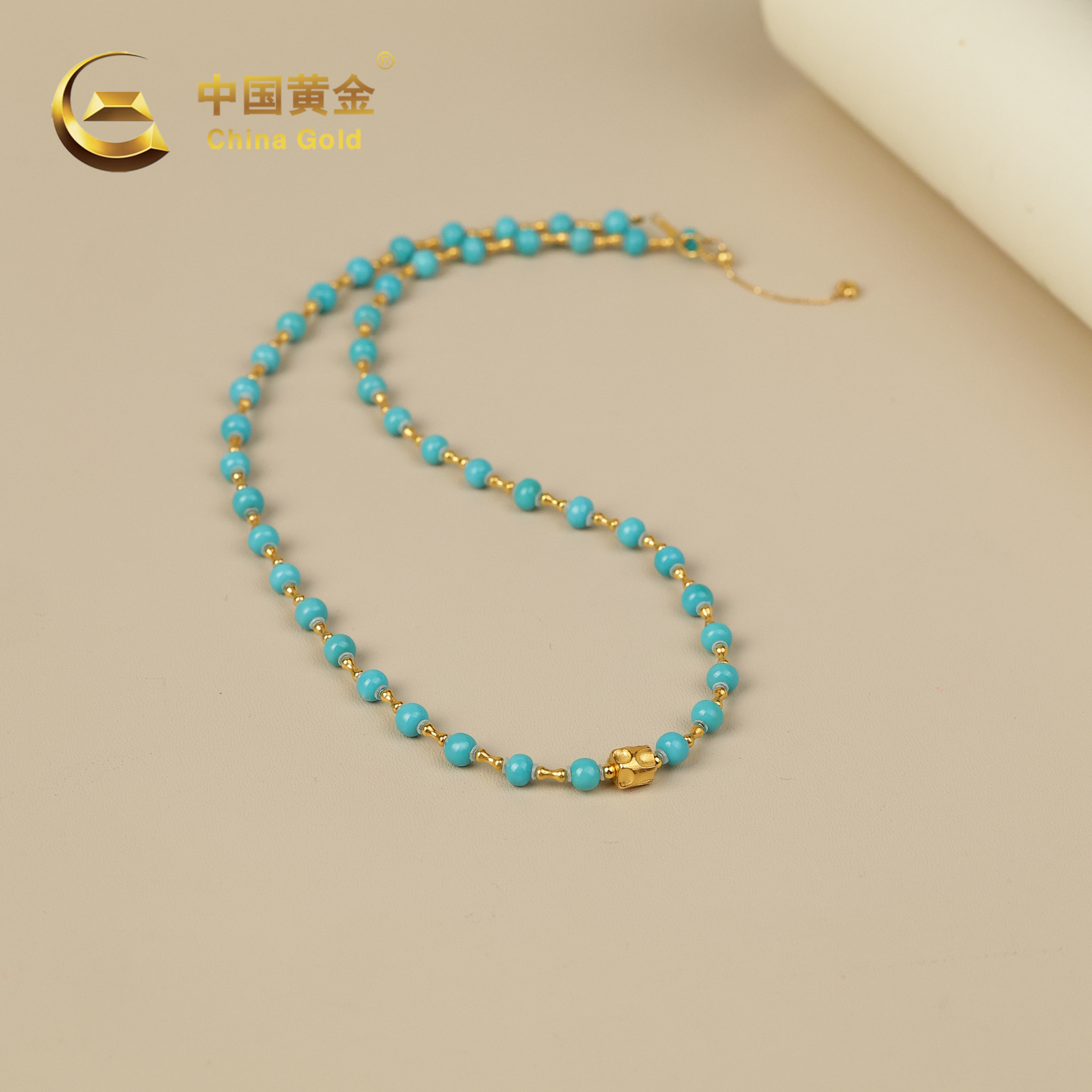 【中国黄金】欣澜 | 绿松*项链*18K金镶嵌-X2909-格