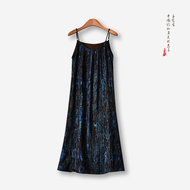 【禅絮沾花-香云纱吊带裙】中式国风香云纱吊带裙0704