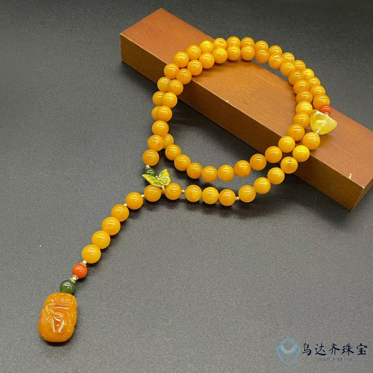 【乌达齐珠宝】8mm+老蜡貔貅Y字链