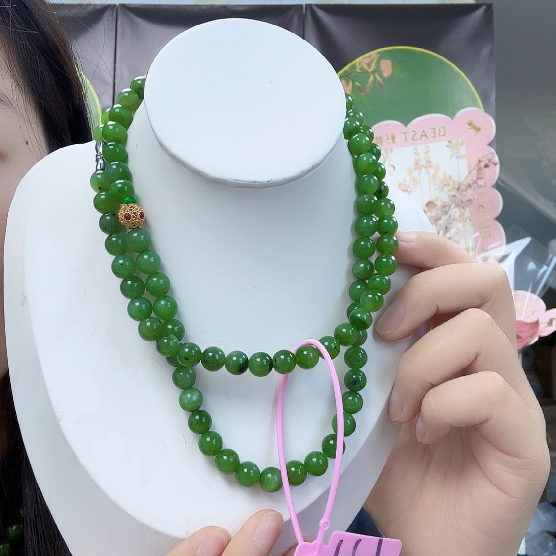 和田玉（碧玉）串珠未镶嵌