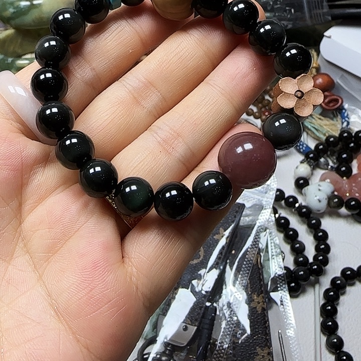 黑曜岩未镶嵌手链