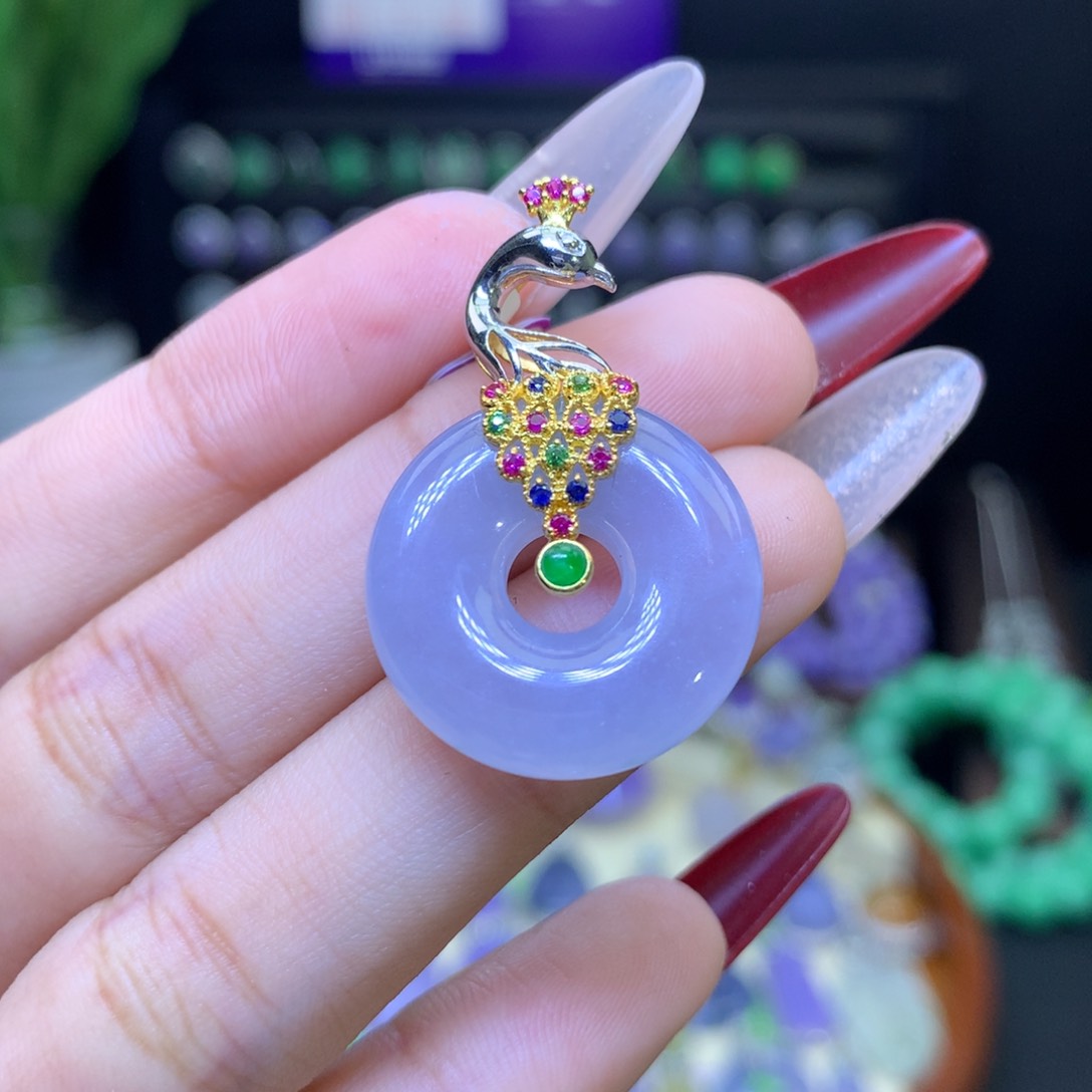 翡翠颈饰18K金镶嵌天然