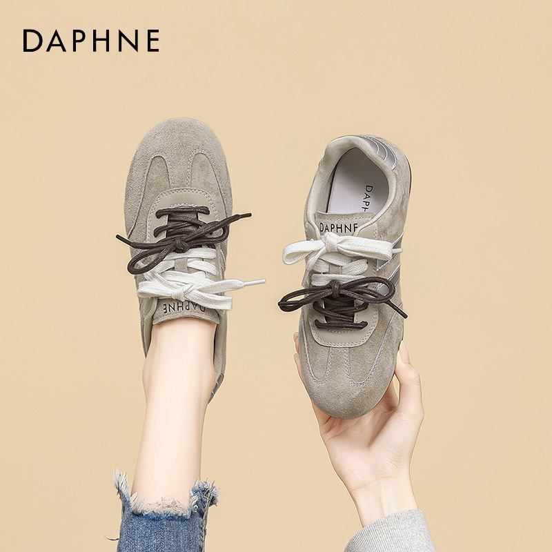 达芙妮百搭时尚德训鞋女2025夏季新款复古拼色小众设计感休闲鞋S 