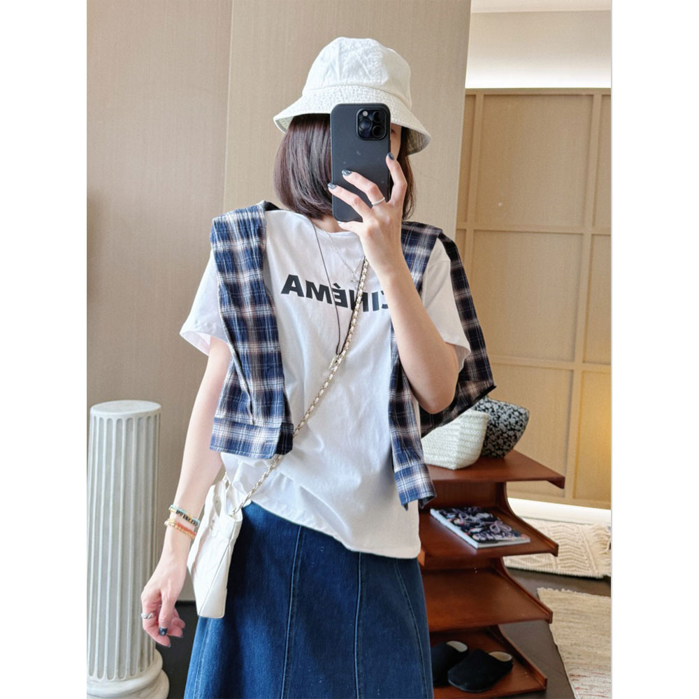 【MGDM】磨毛白色字母印花短袖T恤 25春新款 LFB24249