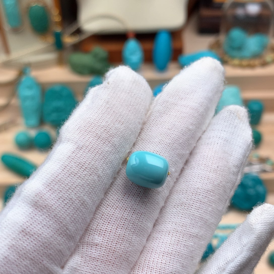 绿松石未镶嵌桶珠卡8