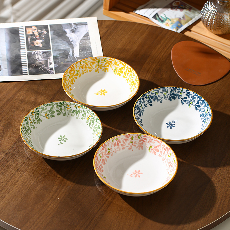 【圆圆专属】四季繁花5.75英寸小吃碟吐骨碟陶瓷釉下彩盘子家用z