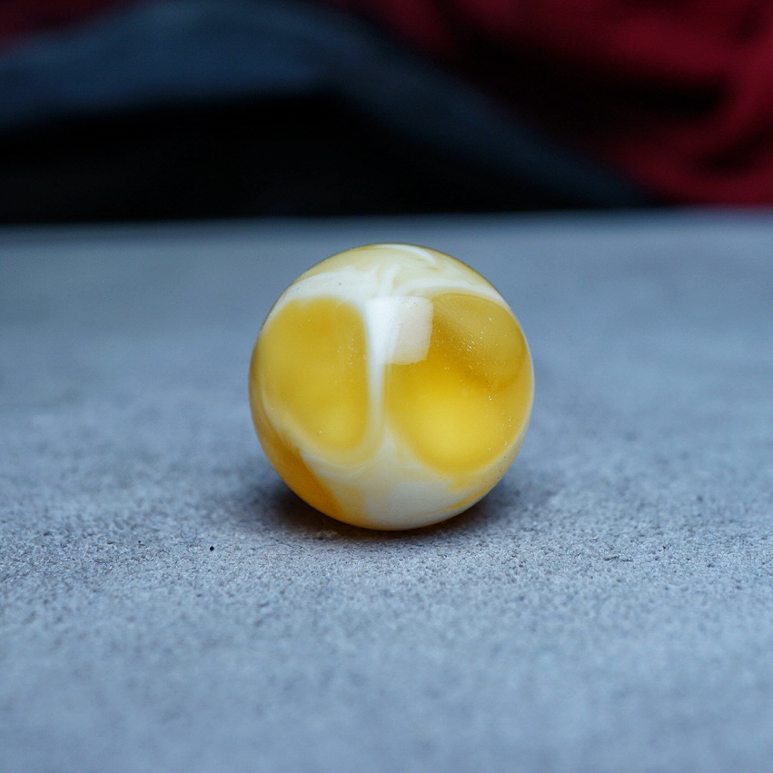 【段掌柜·16.9mm天眼妖花橘金瓷白款】天然蜜蜡圆珠（打孔不予退货）