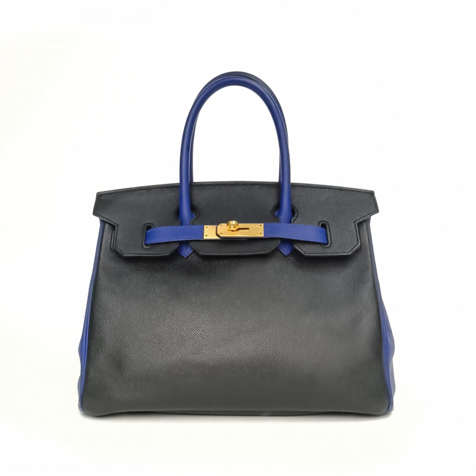 95新 Hermes/爱马仕 【双双】Birkin 30 89黑色拼7T电光蓝 X刻 