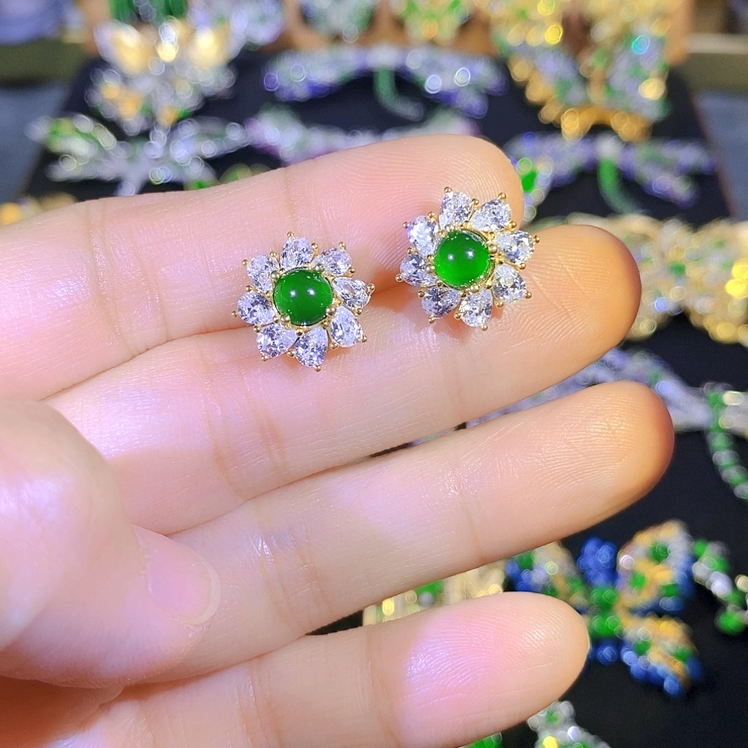 吊坠(不含链)银S925镶嵌翡翠