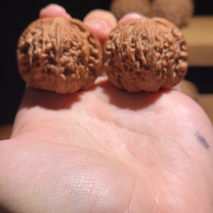 把件文玩核桃40 全品红皮正磨盘