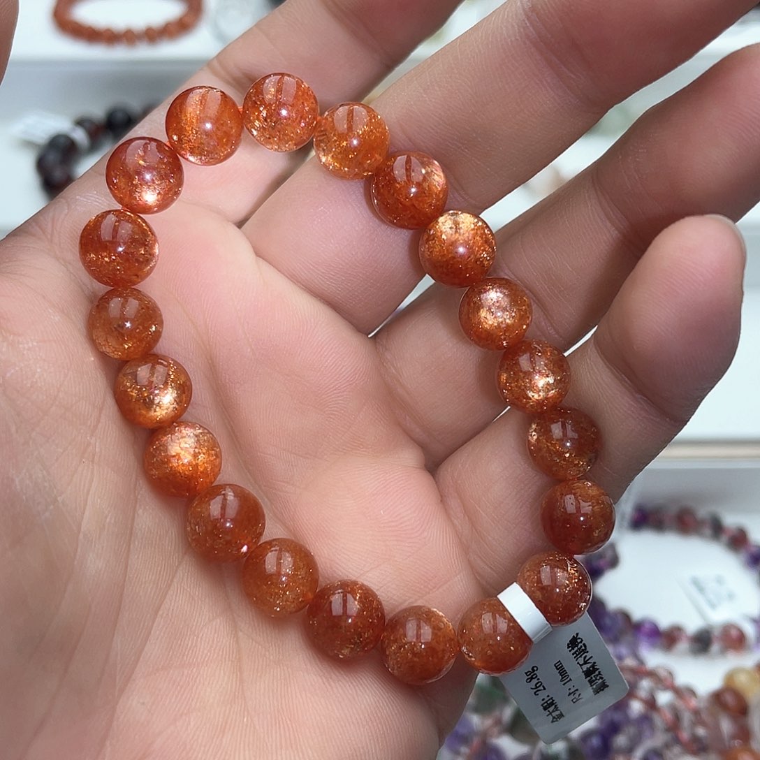 长石手链未镶嵌金太阳10mm 26.8g