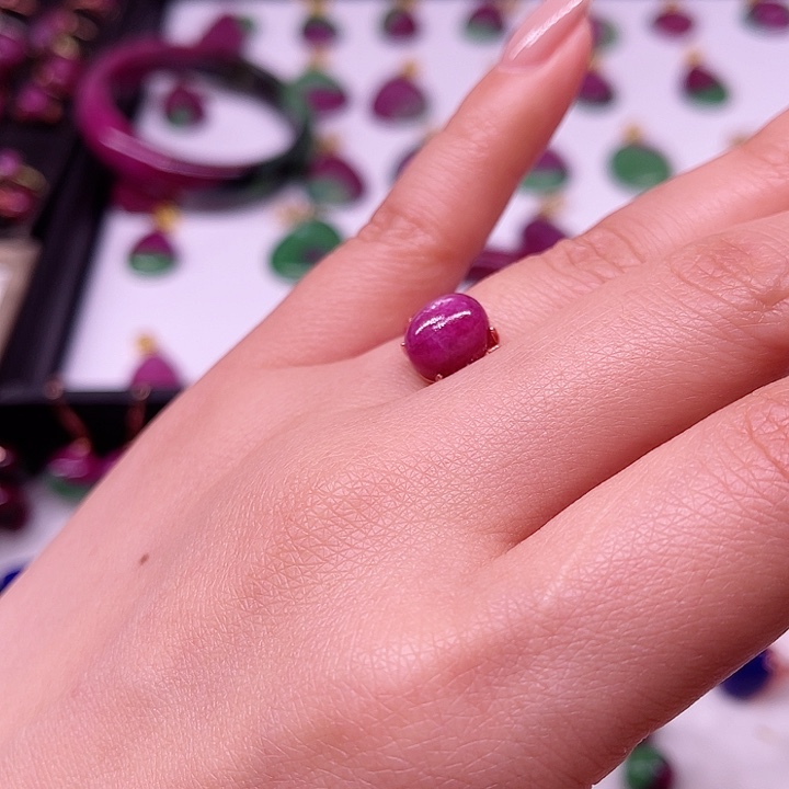 红宝石戒指银S925镶嵌