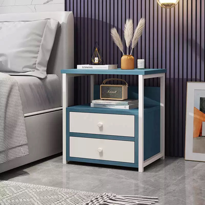 16386B兰色+白双抽床头柜