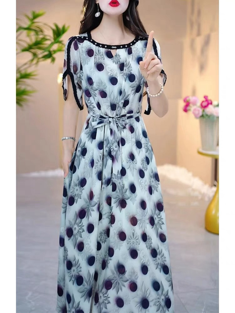 A0656高端精致洋气质名媛夏季连衣裙显瘦遮肉修身洋气