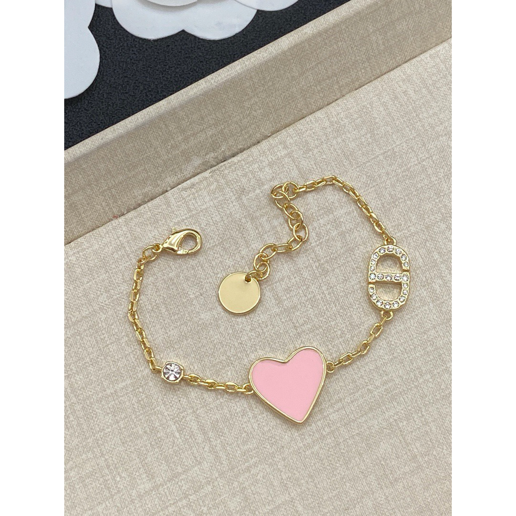 非金属合成锆石手链 粉色爱心时尚简约手链00Y254