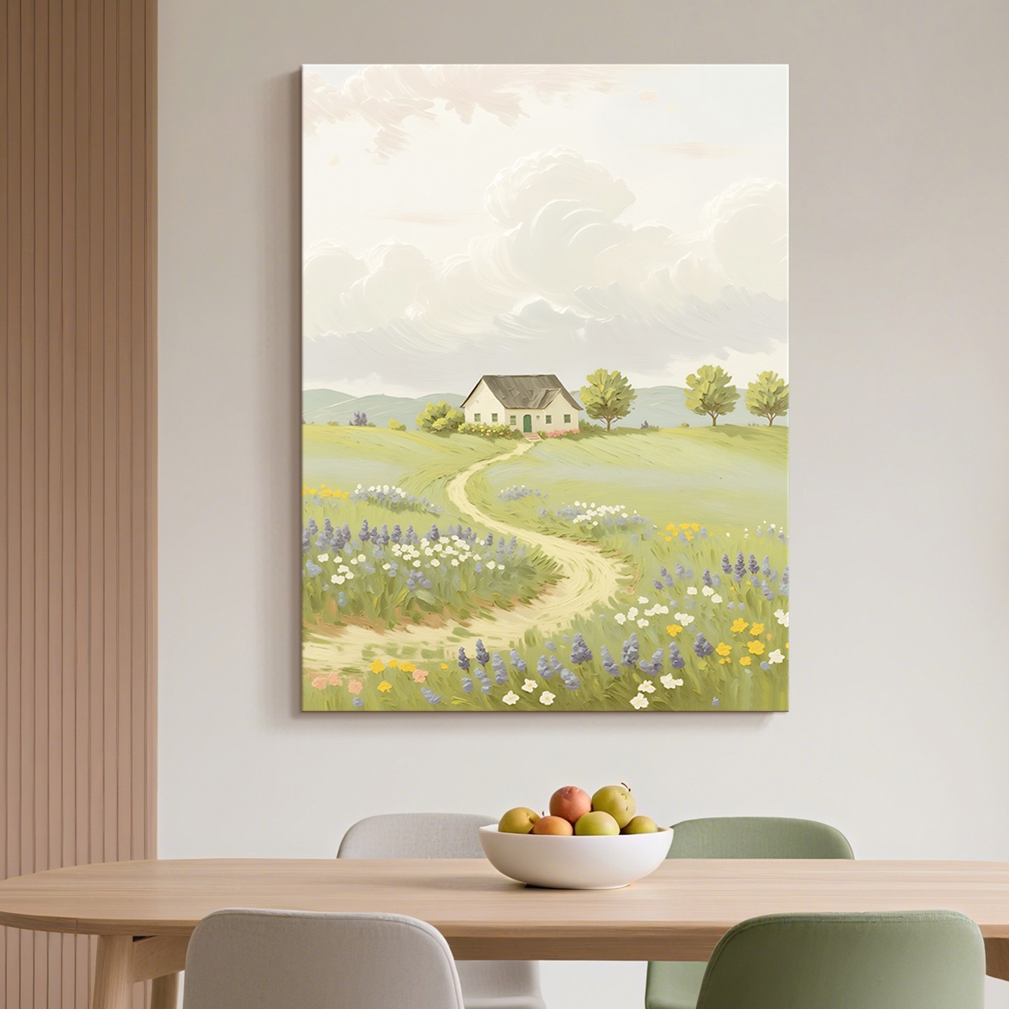 纯手绘油画立体肌理春野逸居现代风景挂画手工装饰画玄关