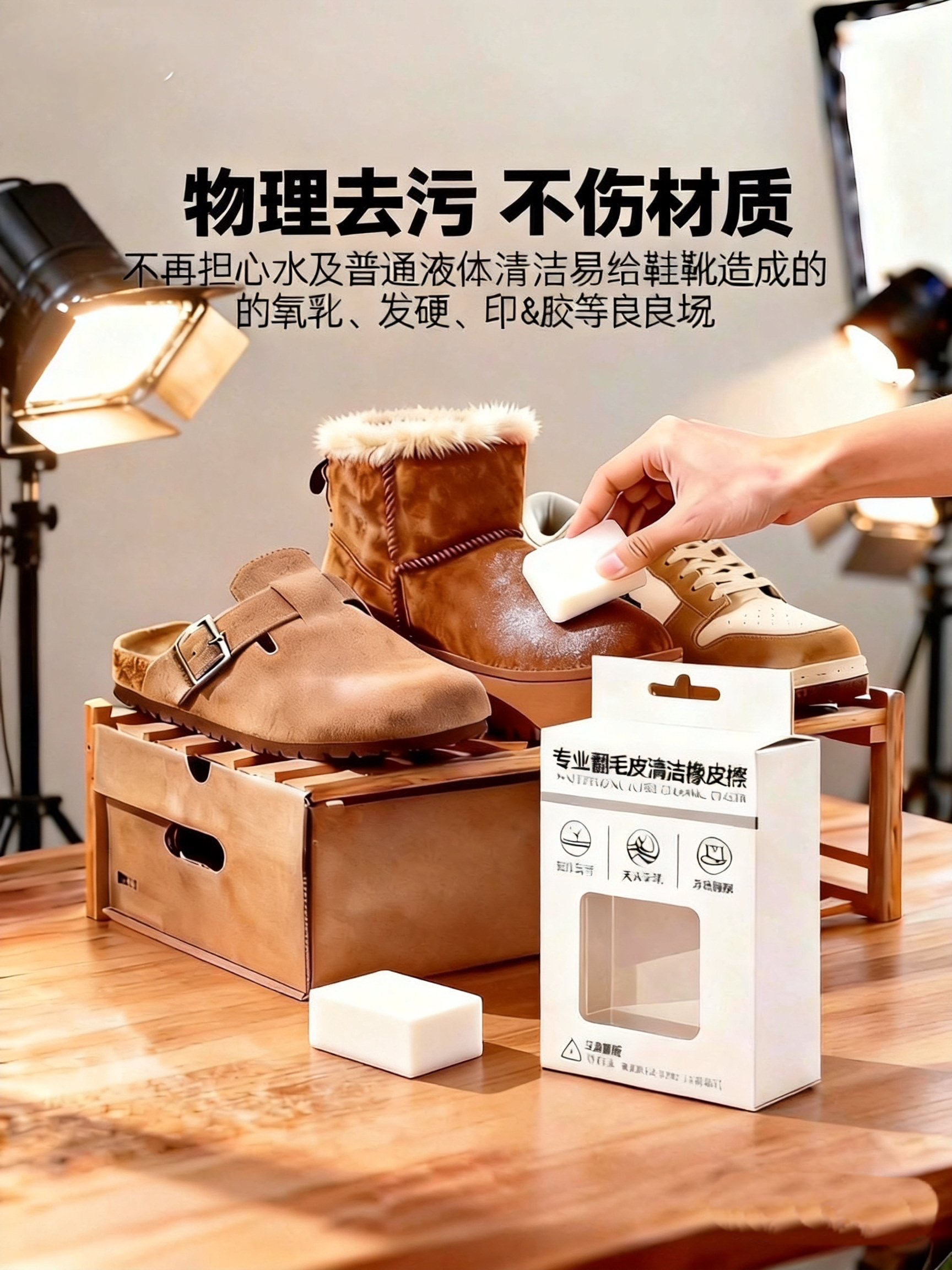 物理去污麂皮翻毛皮专业橡皮擦雪地靴专用鞋刷子清洁护理绒面车内