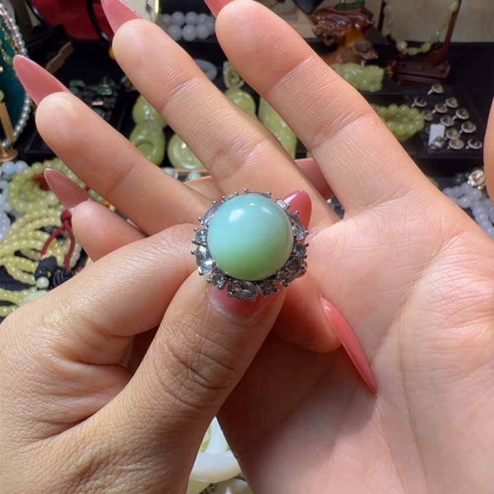 和田玉（碧玉）颈饰银S925镶嵌