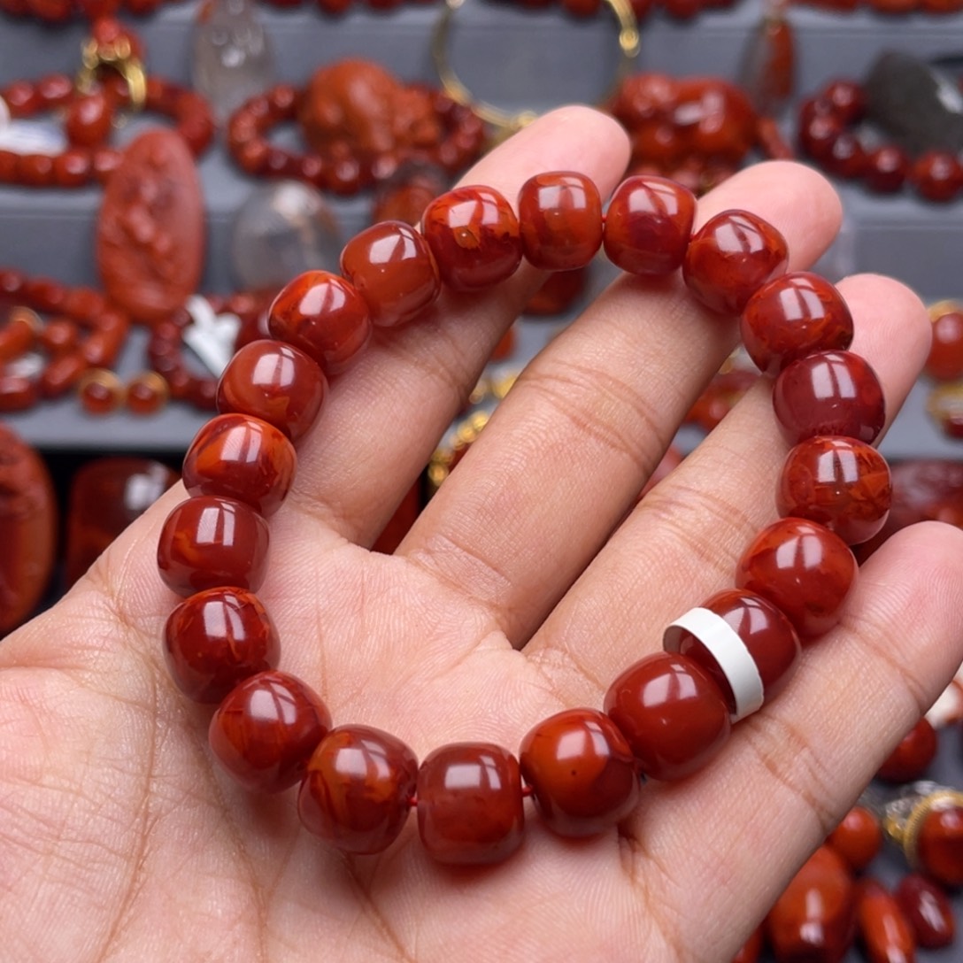 南红玛瑙未镶嵌珠宝奇石单圈11mm