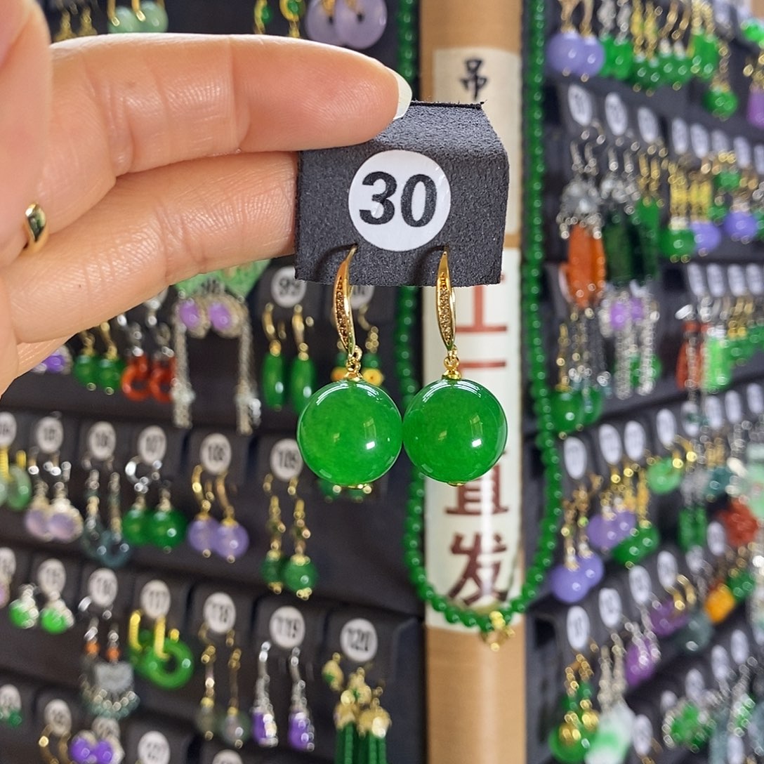 银S925镶嵌翡翠耳饰30