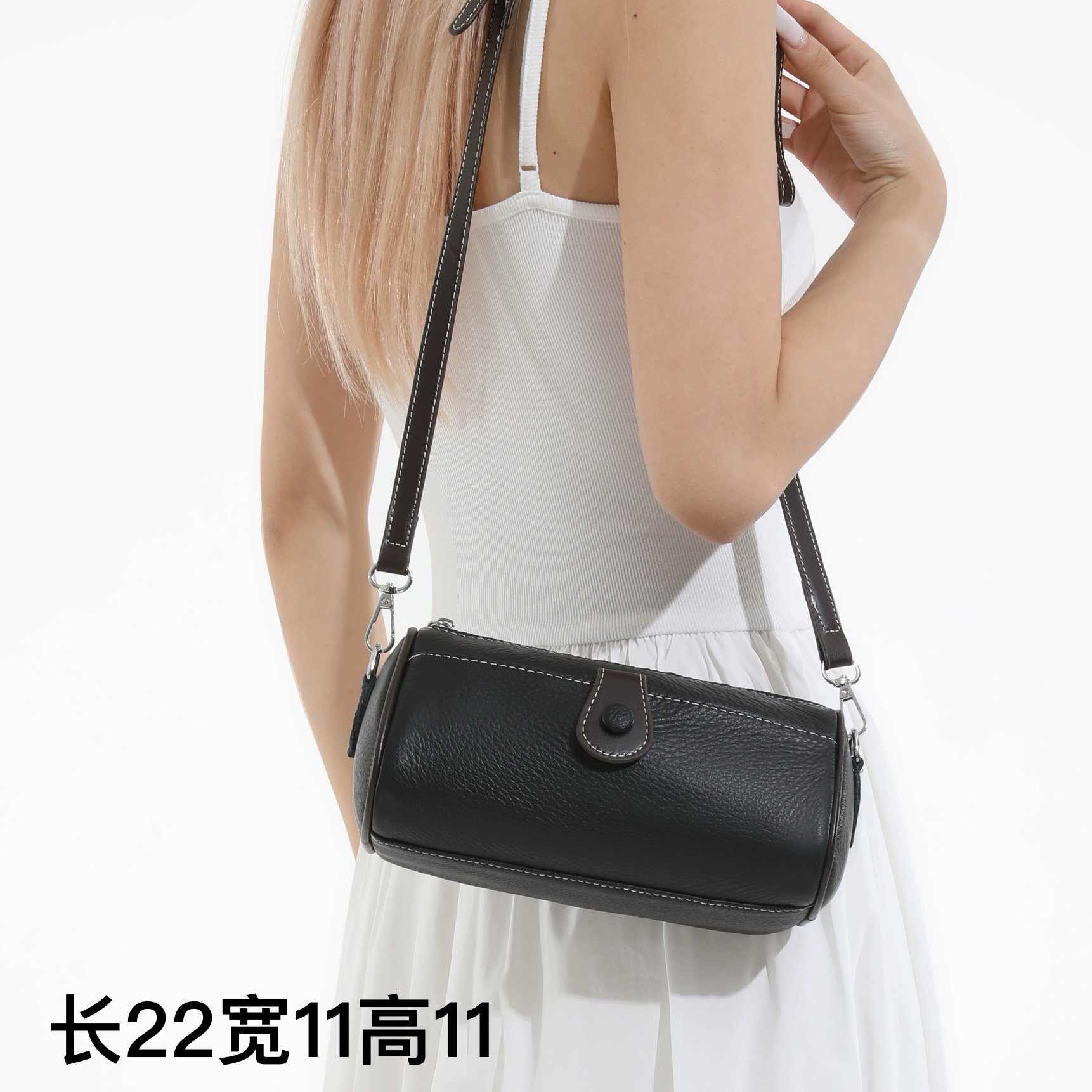 【头层牛皮】22×11cm真皮女包单肩斜挎包5566