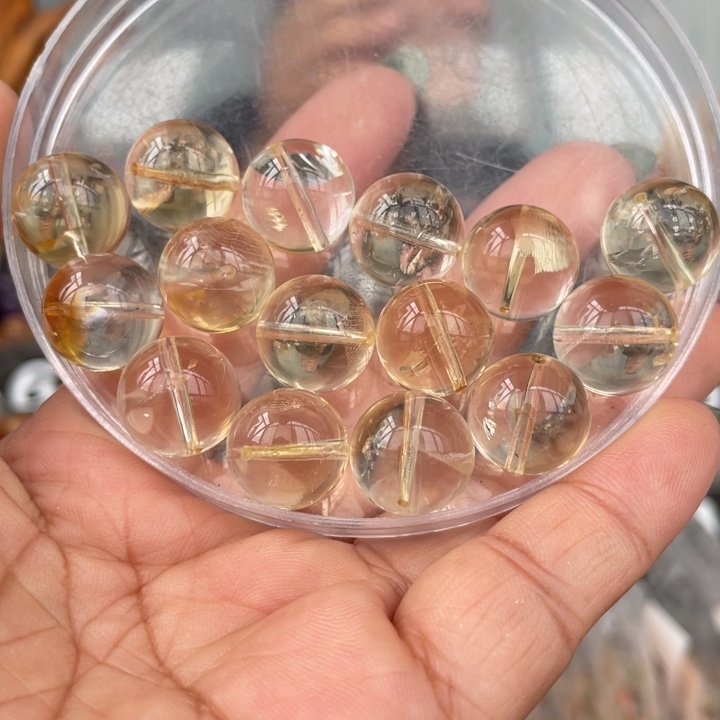 水晶手串未镶嵌14mm巴西黄水单珠多样性发其一