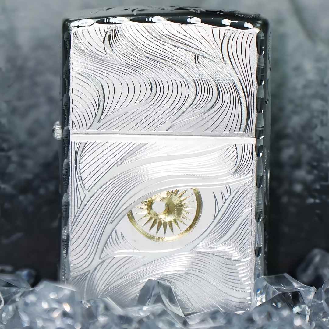 zippo打火机秋水含情咬边之宝防风煤油打火机男士个性银色原DYJ1